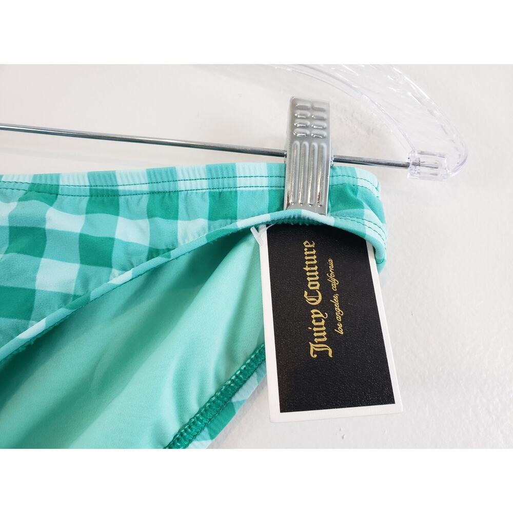 (JL) Y2K Juicy Couture Swim Womens Bikini Bottoms Size M Aqua Plaid - Picture 2 of 5